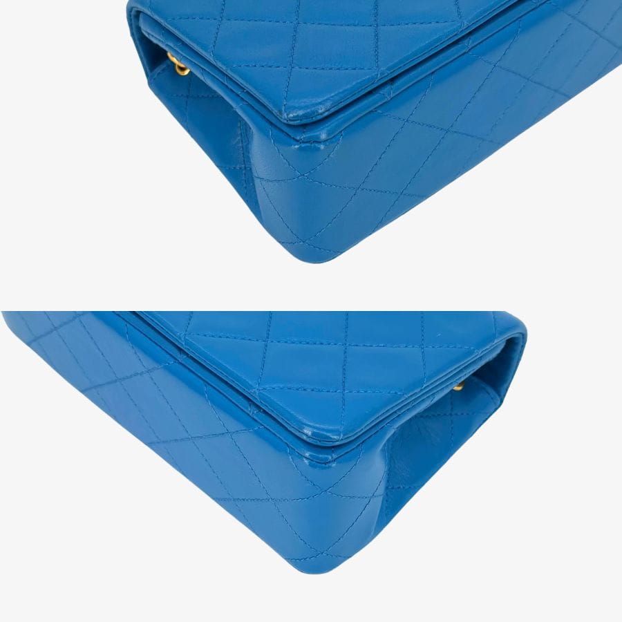 CS017 - CHANEL Vintage Blue Lambskin Full Flap Bag