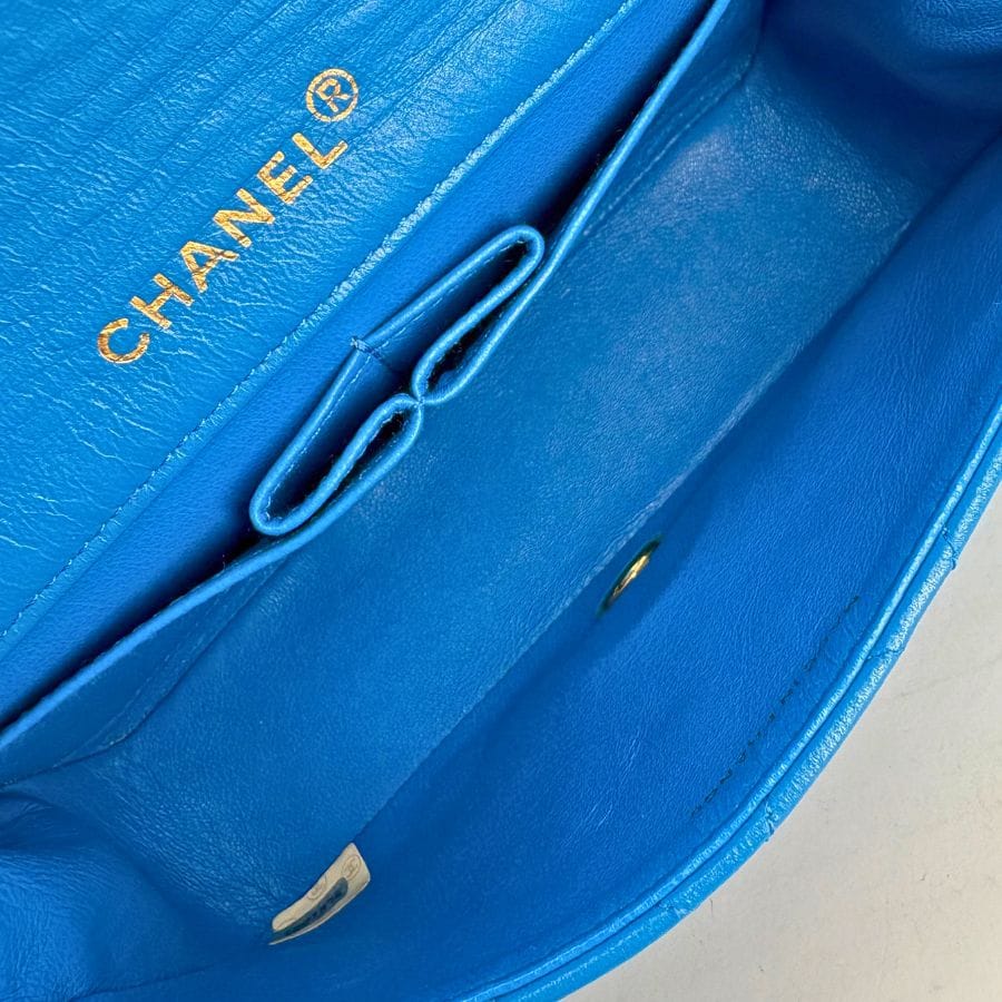 CS017 - CHANEL Vintage Blue Lambskin Full Flap Bag