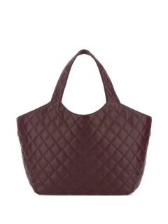 quilted logo leather shopping tote bag