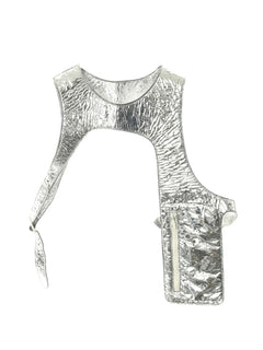 10s mid-layer asymmetrical leather vest