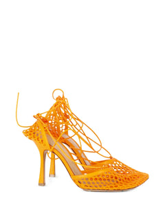 squared-toe lace-up leather sandals