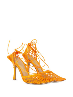 squared-toe lace-up leather sandals