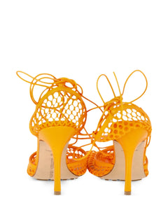 squared-toe lace-up leather sandals