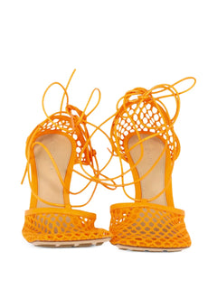 squared-toe lace-up leather sandals