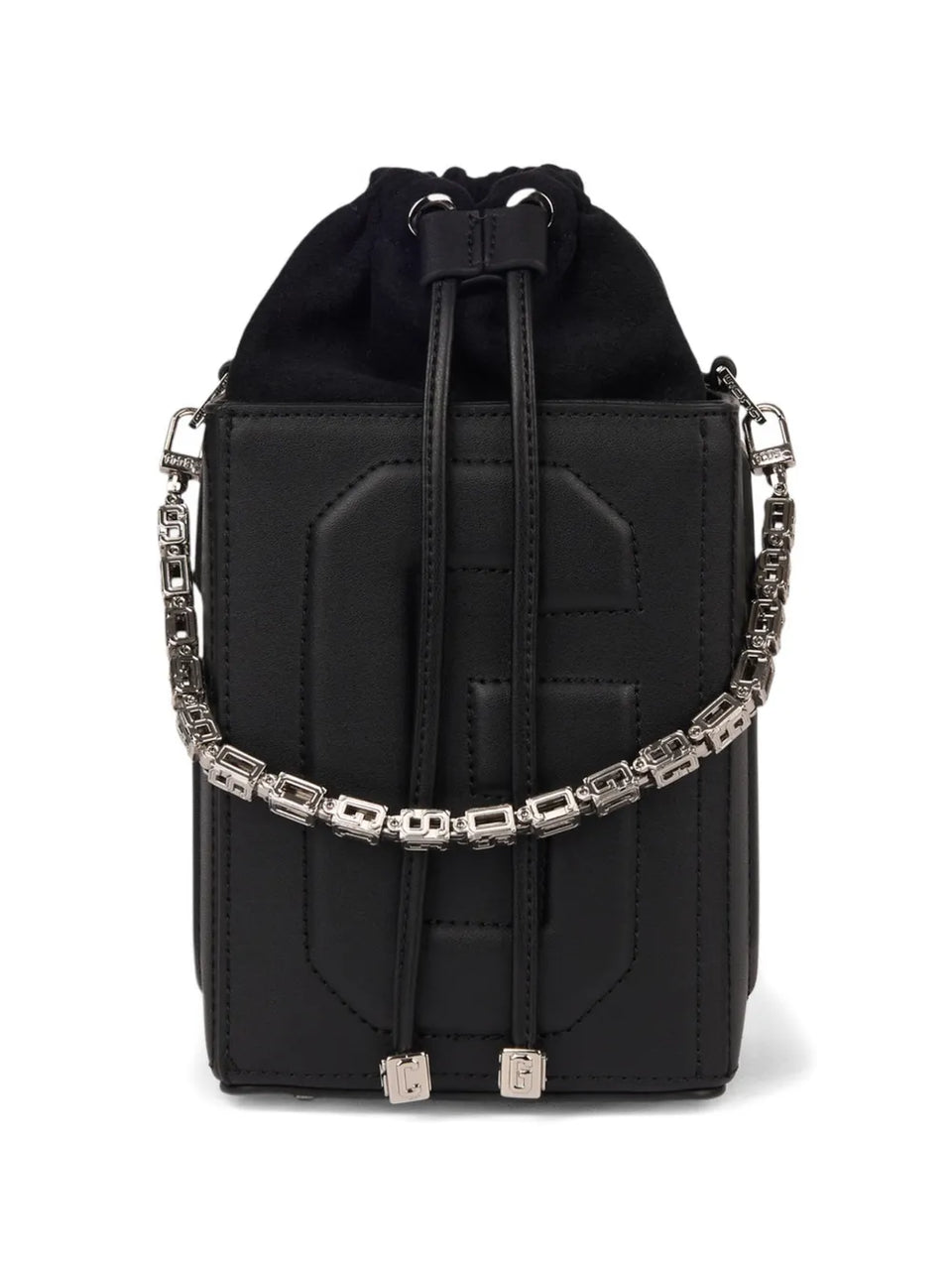 logo-embossed shoulder bag