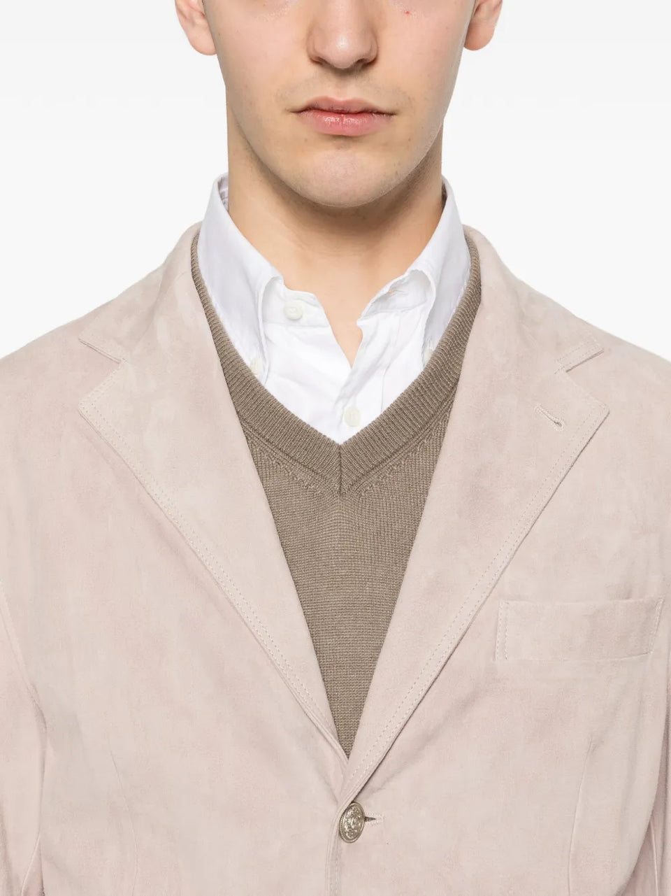 single-breasted suede blazer