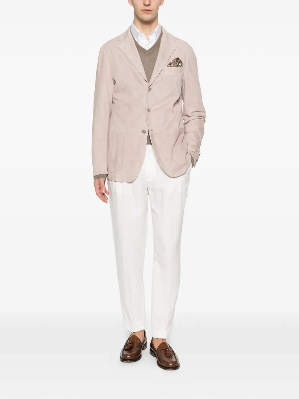 single-breasted suede blazer