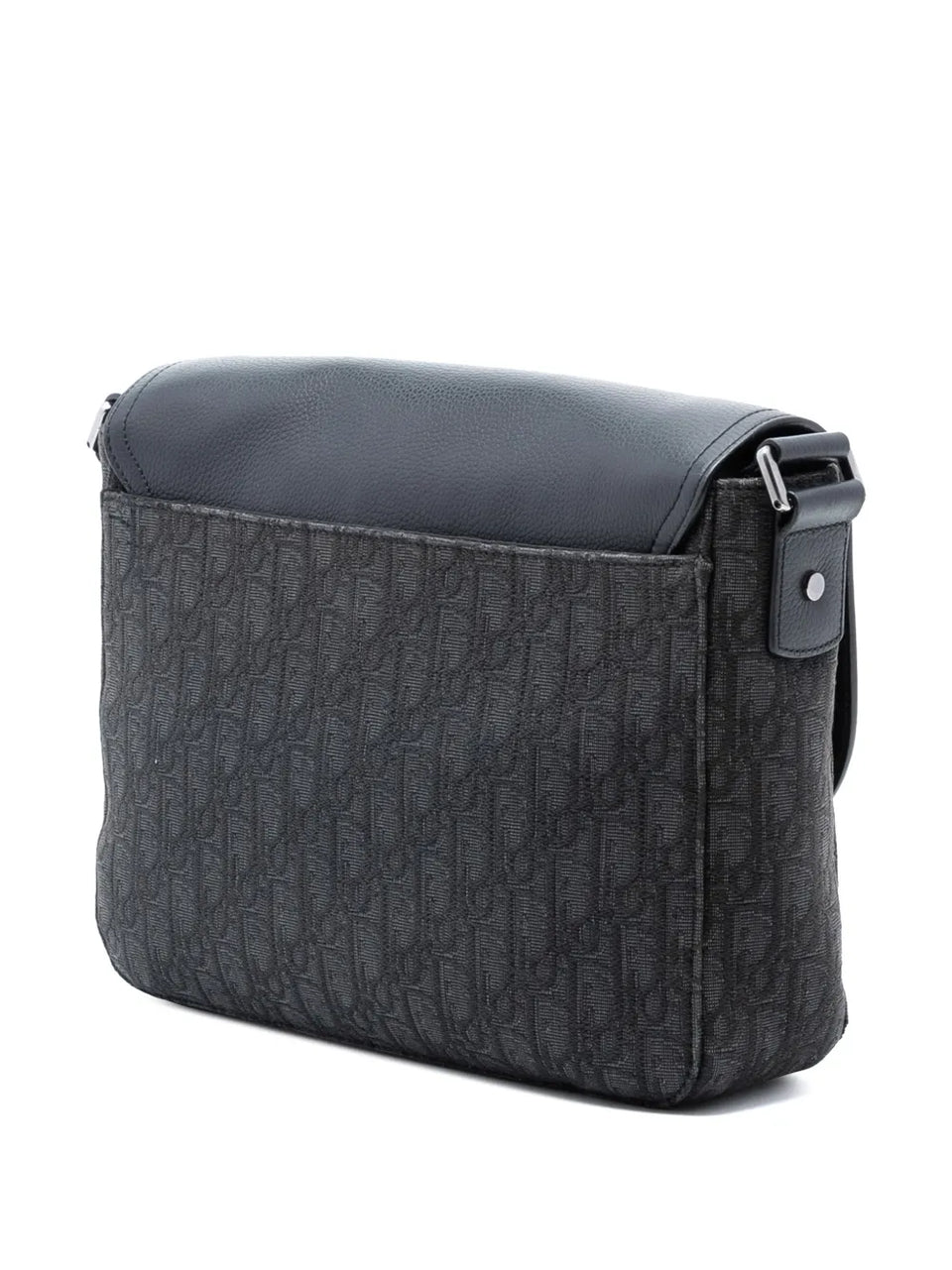 2023 Medium Oblique Canvas and Grained Calfskin Saddle Messenger Bag with Flap crossbody bag