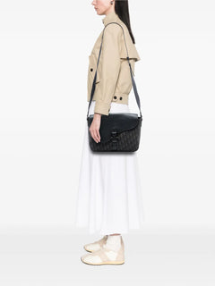 2023 Medium Oblique Canvas and Grained Calfskin Saddle Messenger Bag with Flap crossbody bag