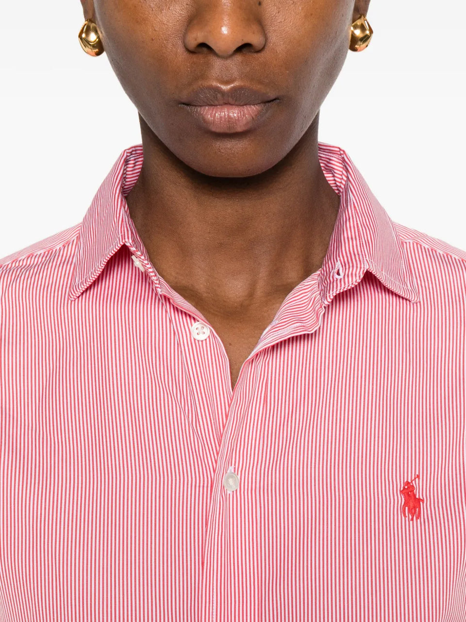 striped logo-embroidered shirt