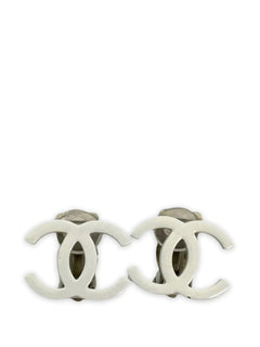 2004 CC Silver Plated Lacquered Clip On Earrings costume earrings