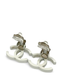 2004 CC Silver Plated Lacquered Clip On Earrings costume earrings