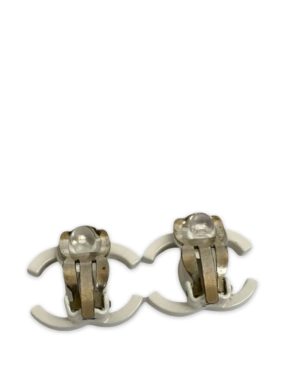 2004 CC Silver Plated Lacquered Clip On Earrings costume earrings