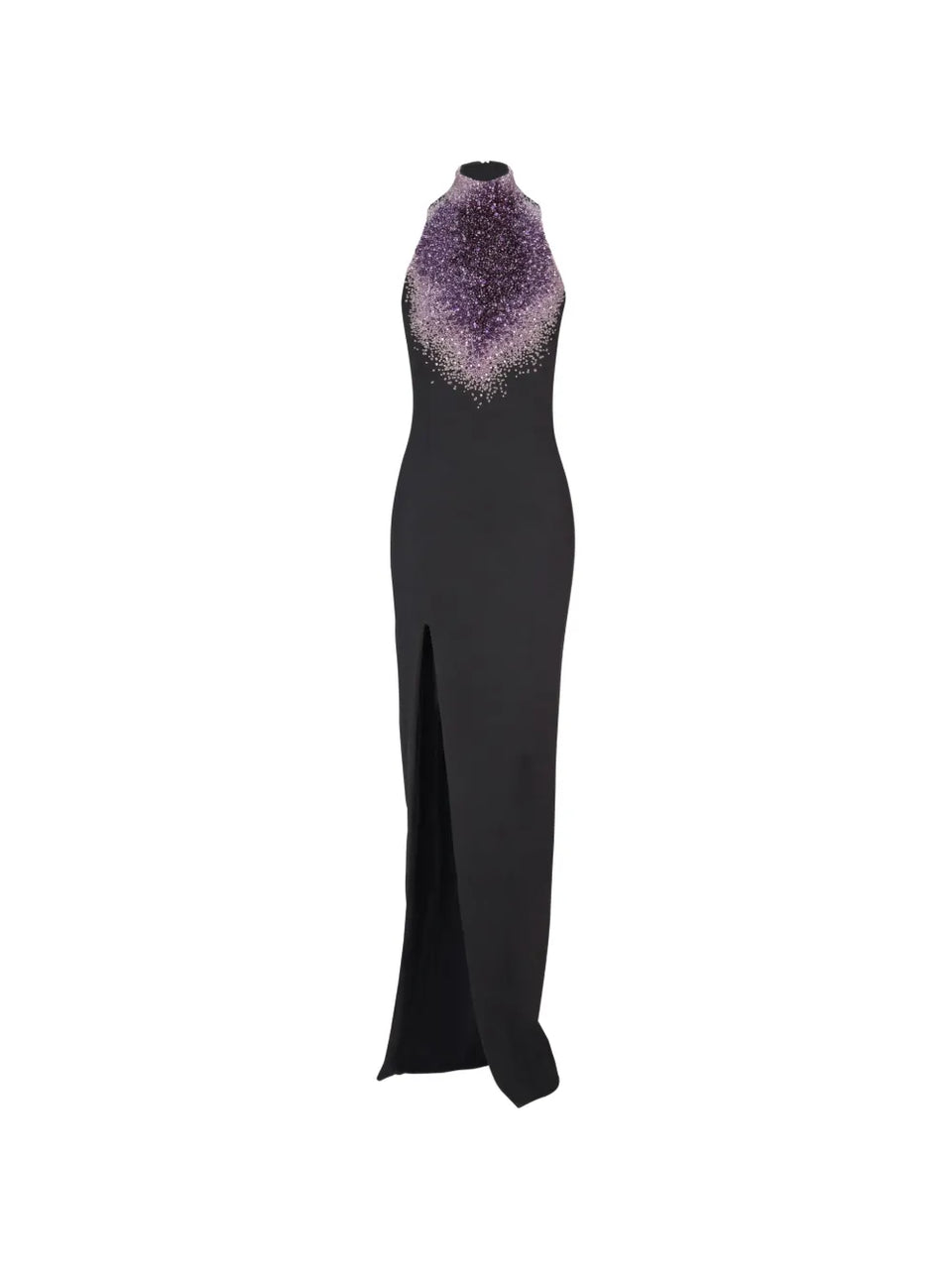 halterneck embroidered maxi dress