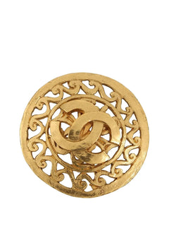 1995 CC Gold Plated Medallion Brooch costume brooch