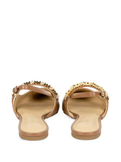 pointed-toe chain-detail ballet flats