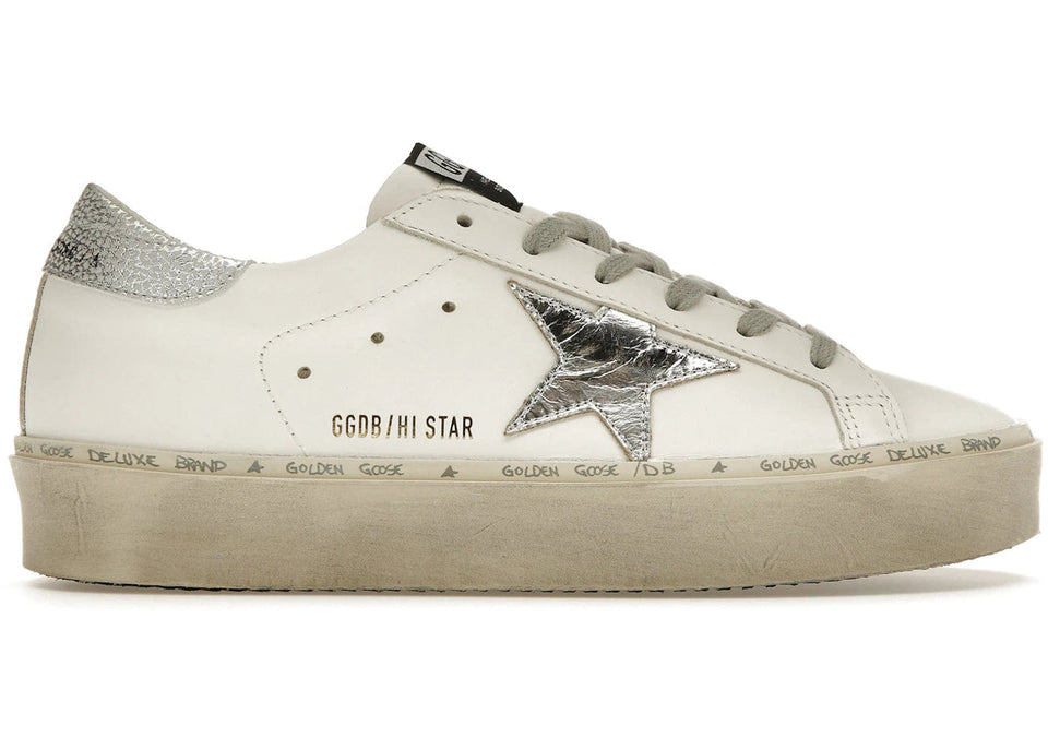 Golden Goose Hi Star White Silver Womens