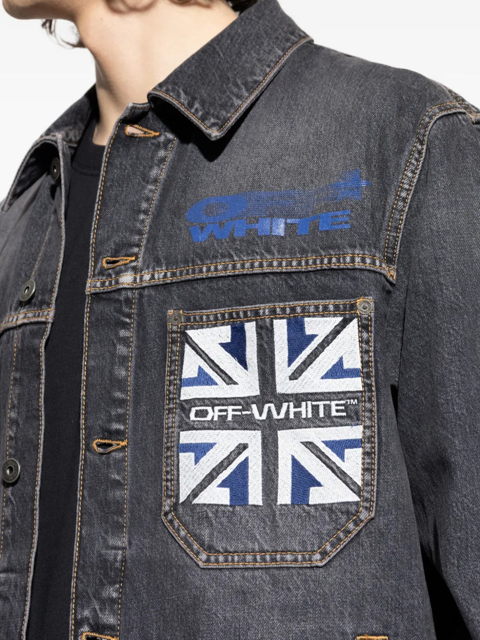 flag-patch cotton jacket