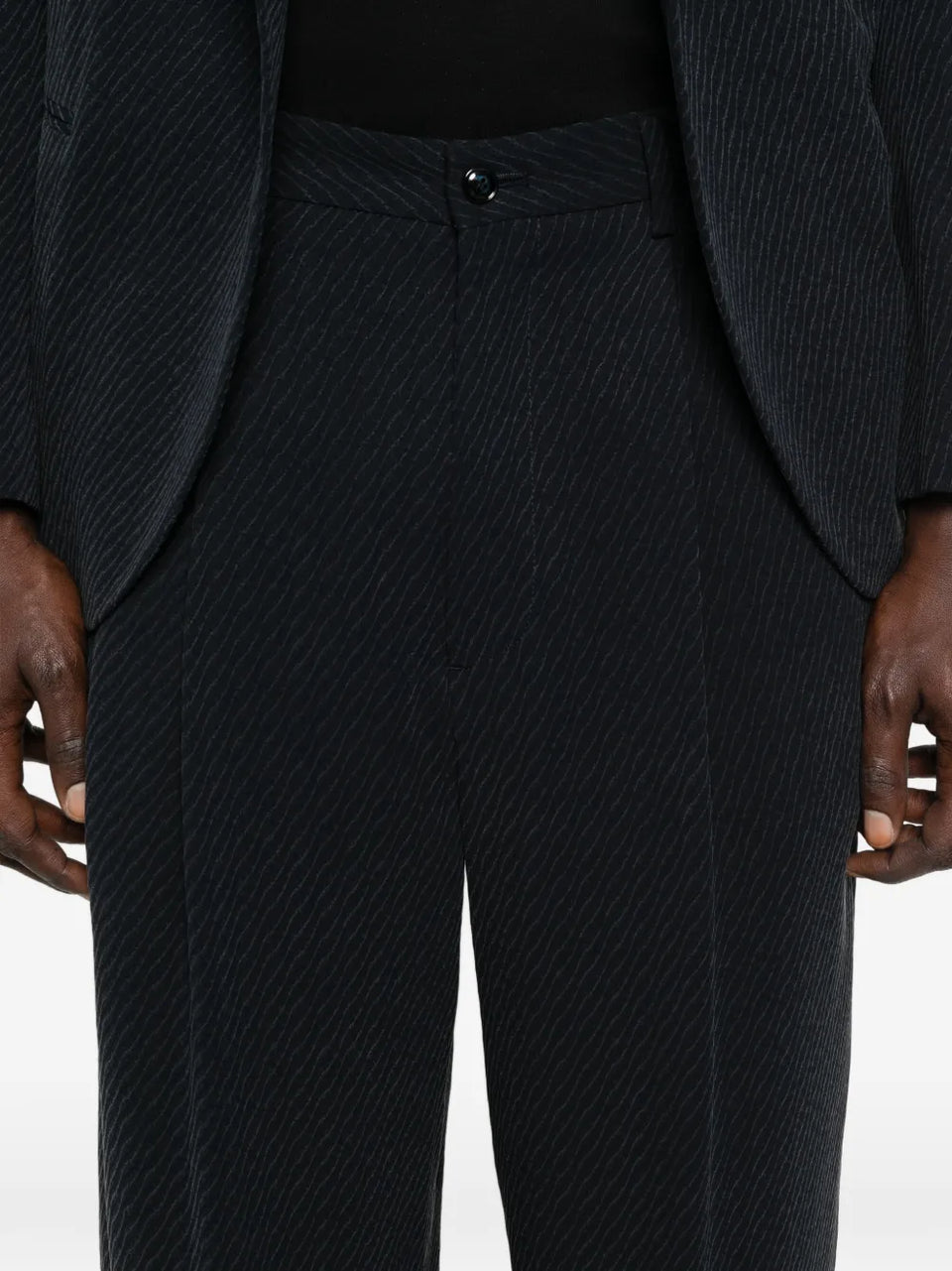 pinstripe single-button blazer