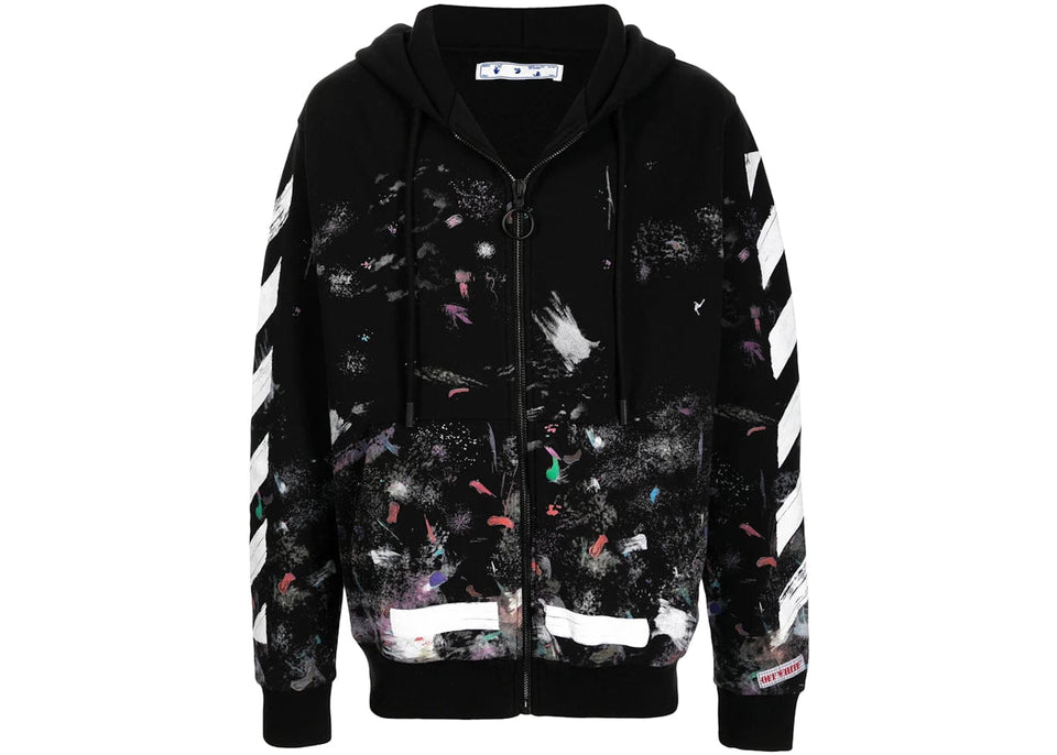 Off-White Galaxy Brushed Zip Up Hoodie Black