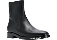 Balenciaga Leather Ankle Boot Black White Logo