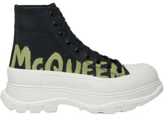 Alexander McQueen Tread Slick Boot Graffiti Logo - Black Khaki