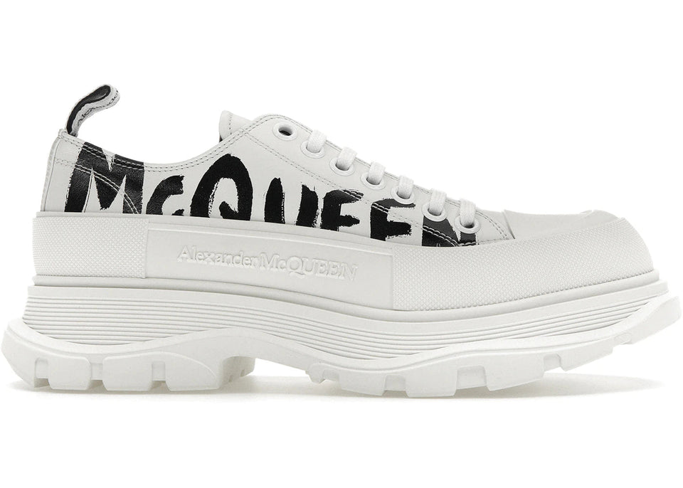 Alexander McQueen Tread Slick Lace Up McQueen Graffiti Logo - White