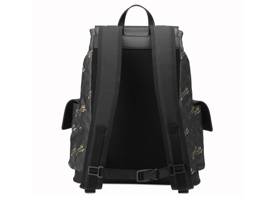 Gucci Bestiary Backpack Gg Supreme Tigers Black/Grey