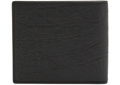 Saint Laurent Monogram Croc-Embossed Leather Bi-Fold Wallet Black