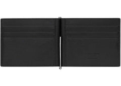 Saint Laurent Paris Bill Clip Wallet In Grain De Poudre Embossed Leather Black