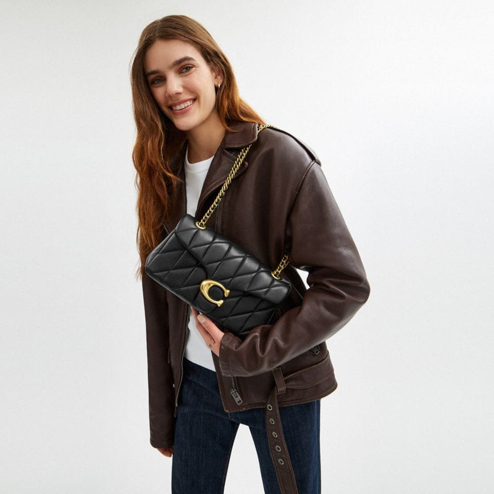 Coach Tabby Shoulder Bag 26 With Pillow Quilting Nappa Leather-Brass-Black