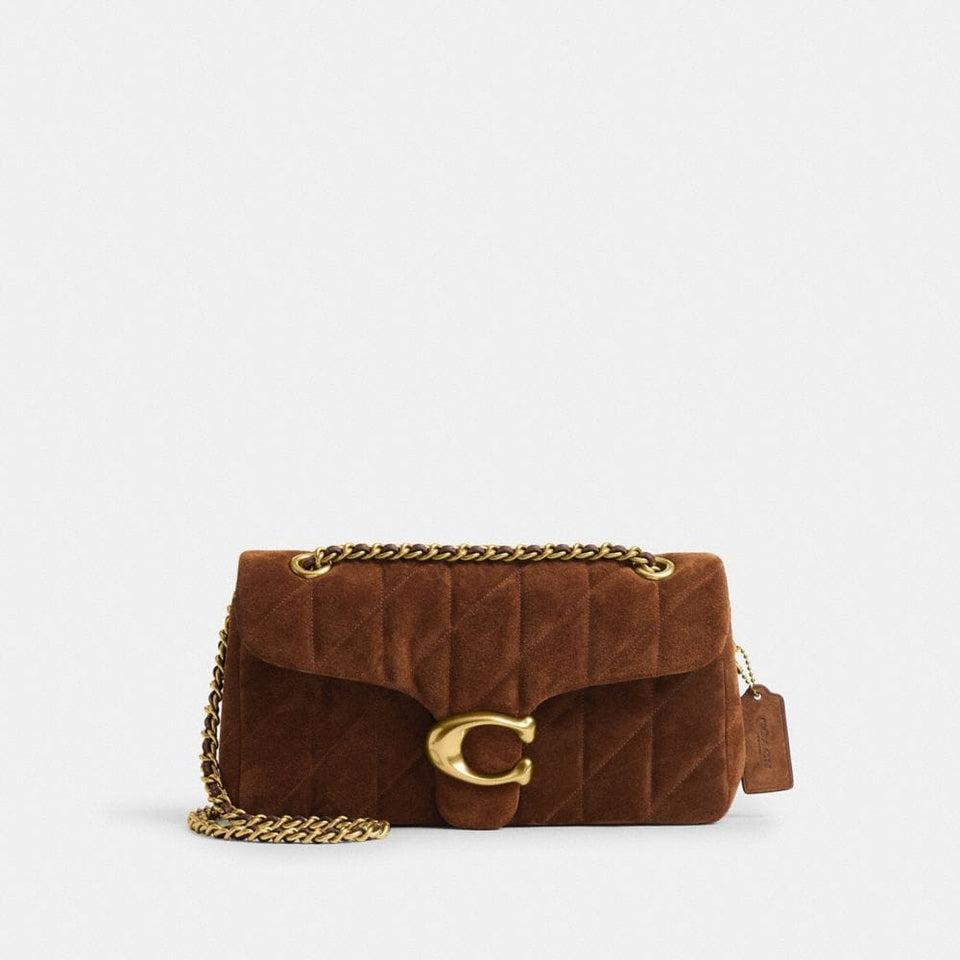 Coach Tabby Shoulder Bag 26 With Quilting Suede-Brass-Warm Brown