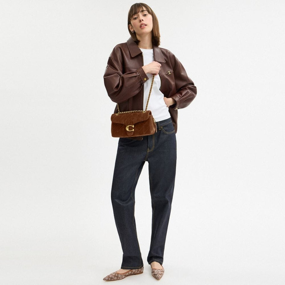 Coach Tabby Shoulder Bag 26 With Quilting Suede-Brass-Warm Brown