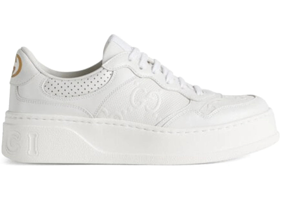 Gucci Gg Embossed White Leather Womens