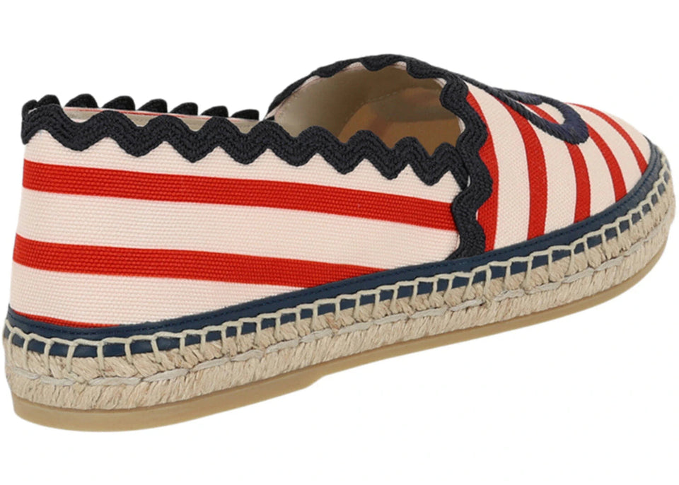 Gucci Gg Striped Espadrilles Red Womens