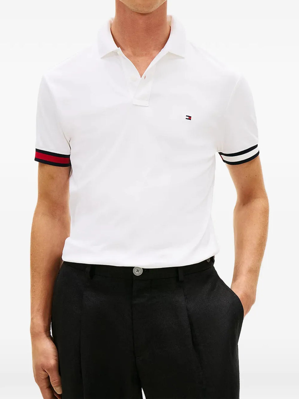 striped trim polo shirt