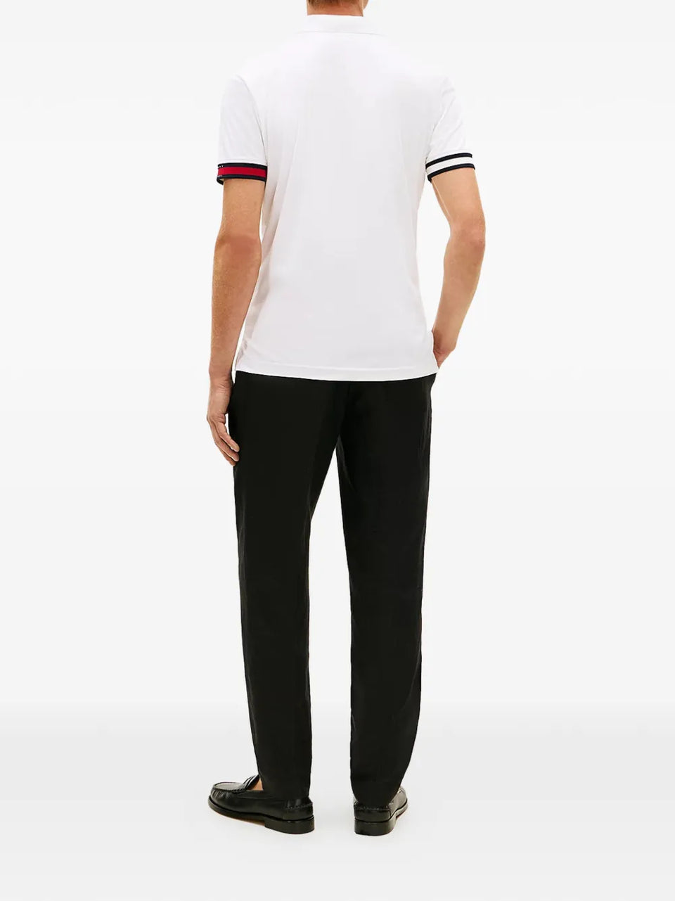 striped trim polo shirt