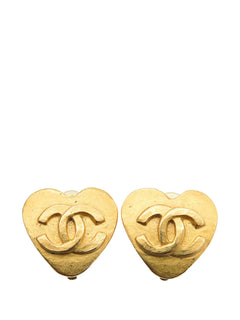 1995 CC Gold Plated Heart Clip on Earrings costume earrings