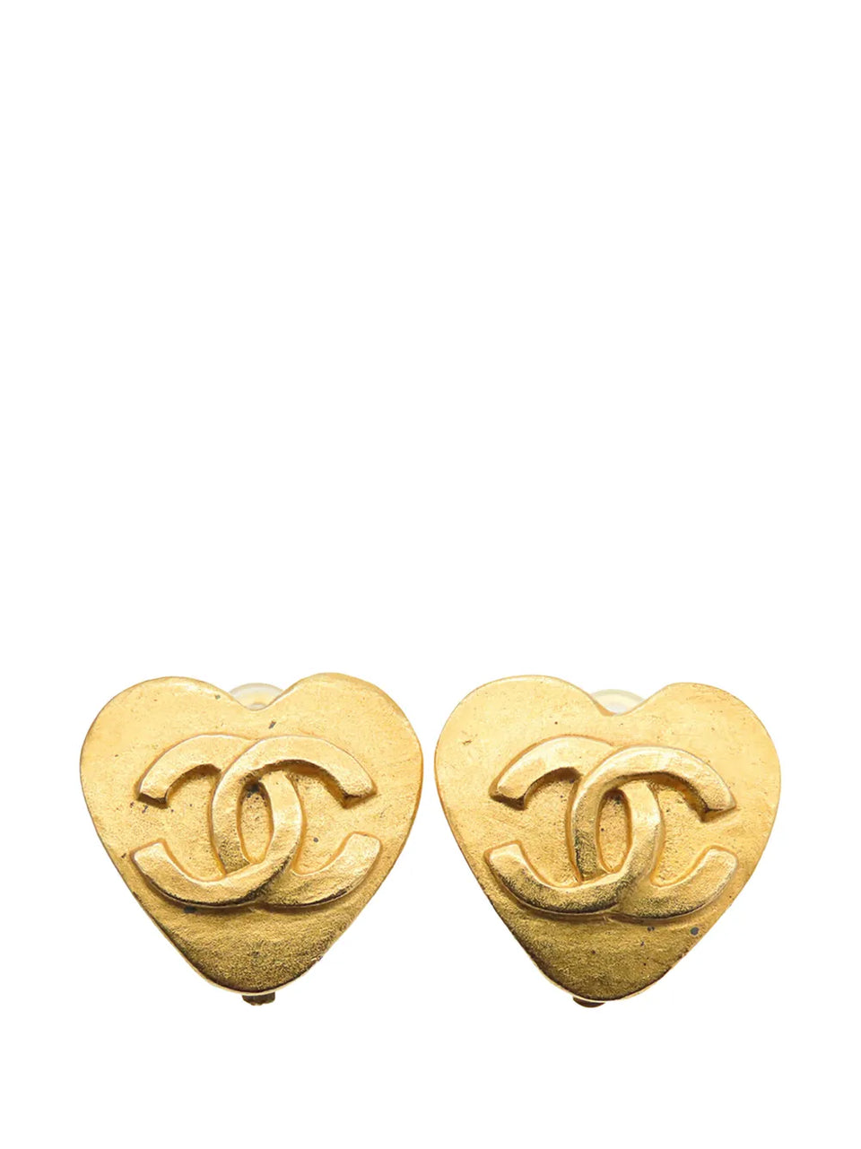 1995 CC Gold Plated Heart Clip on Earrings costume earrings