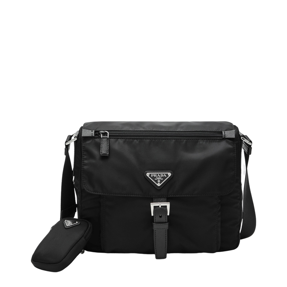 Re-Nylon Recycled Polyamide Shoulder Bag - Nero