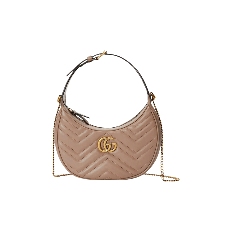 Gucci GG Marmont Half Moon Shaped Mini Bag Porcel Rose