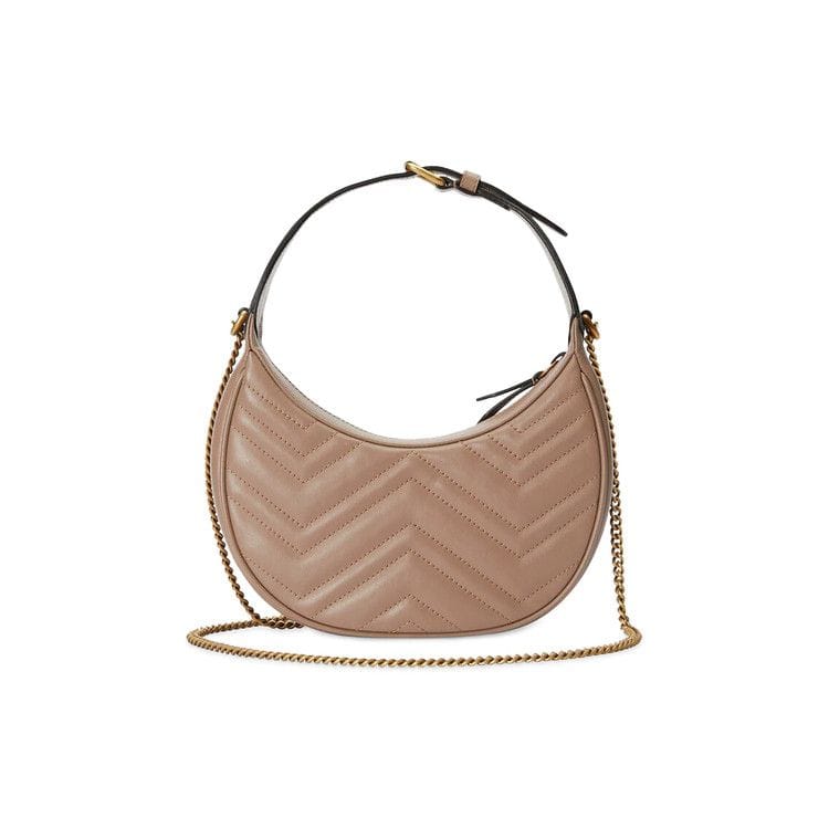 Gucci GG Marmont Half Moon Shaped Mini Bag Porcel Rose