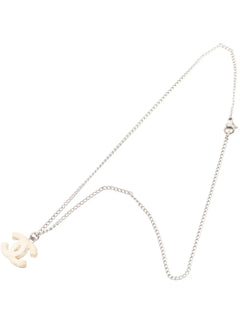 2003 Silver Plated Textured CC Pendant Necklace costume necklace