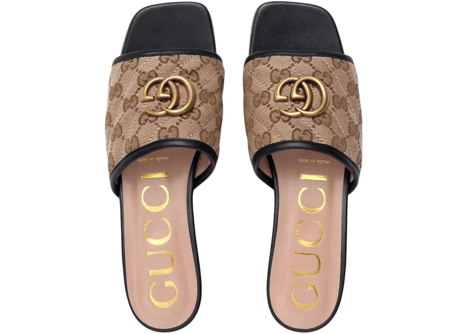 Gucci Double G Slide Sandal Black Canvas
