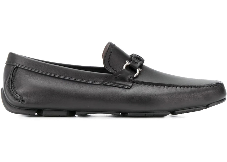 Ferragamo Gancini Leather Loafers Black
