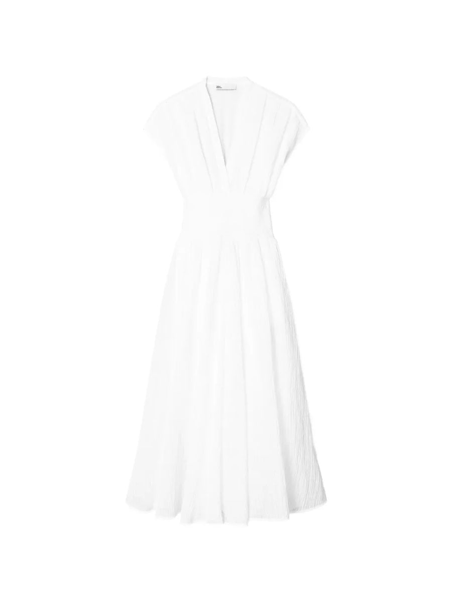 V-neck linen dress