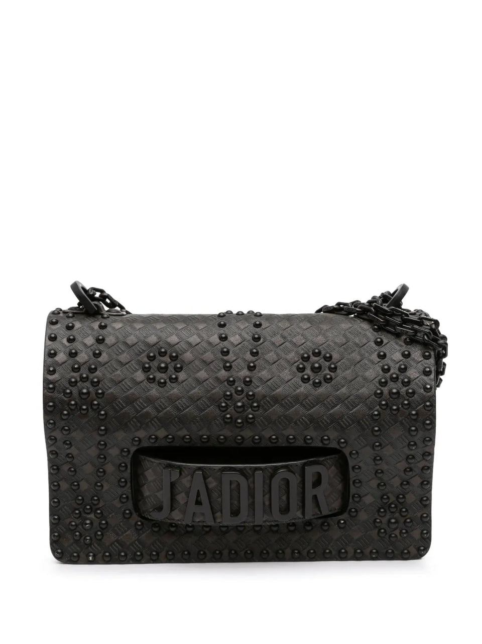 2018 Medium Embossed Calfskin Studded JAdior Chain Flap shoulder bag