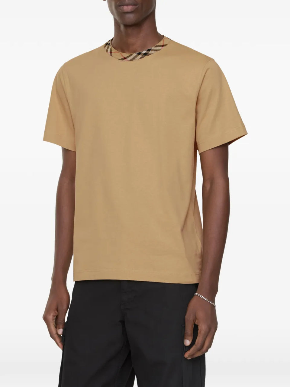 Check Trim Cotton T-shirt