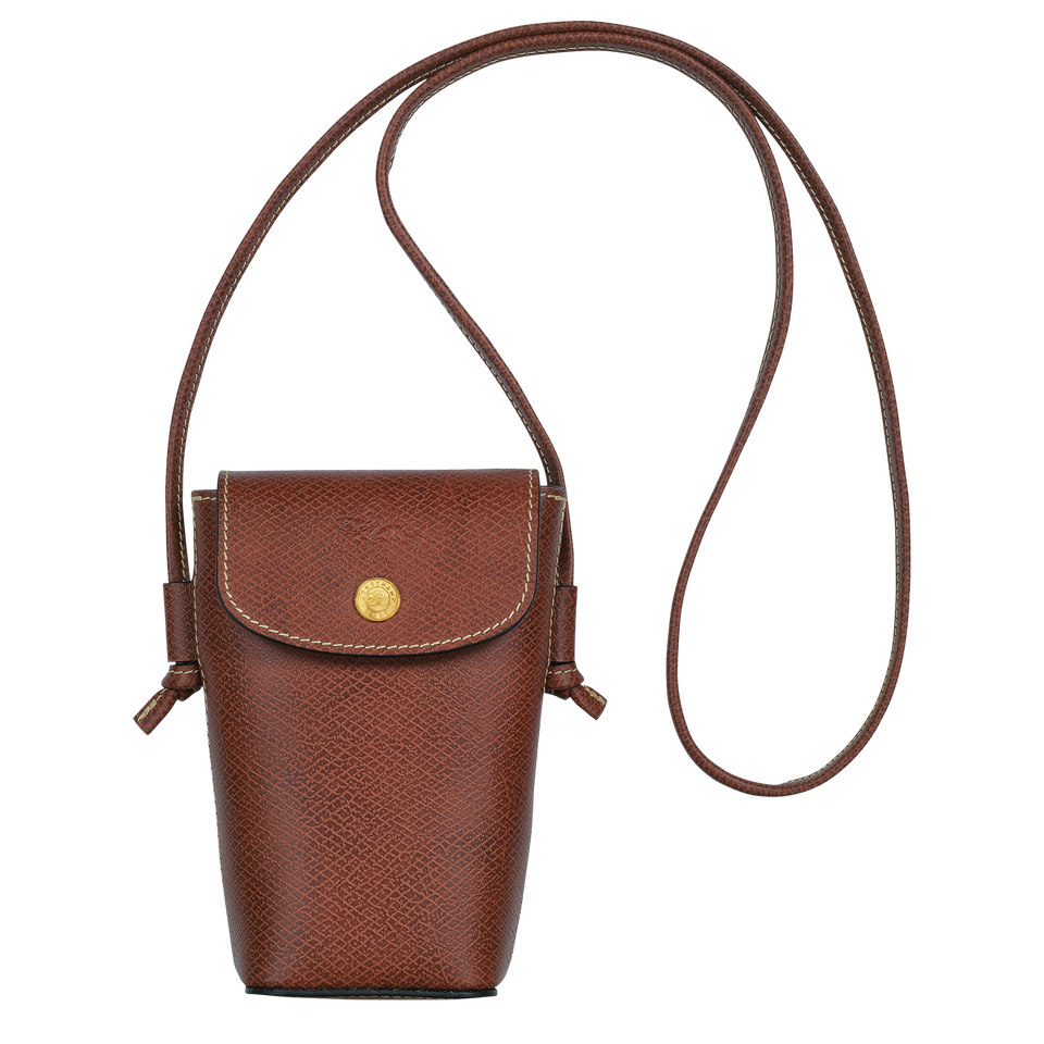 Longchamp Épure Phone case with leather lace Brown