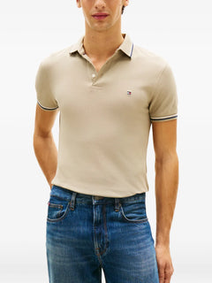 striped trim polo shirt